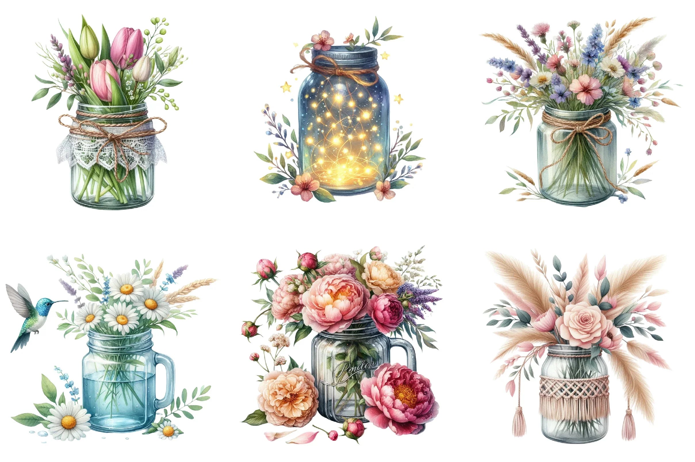 Spring Mason Jars Clipart Bundle - CraftNest - Digital Crafting and Art