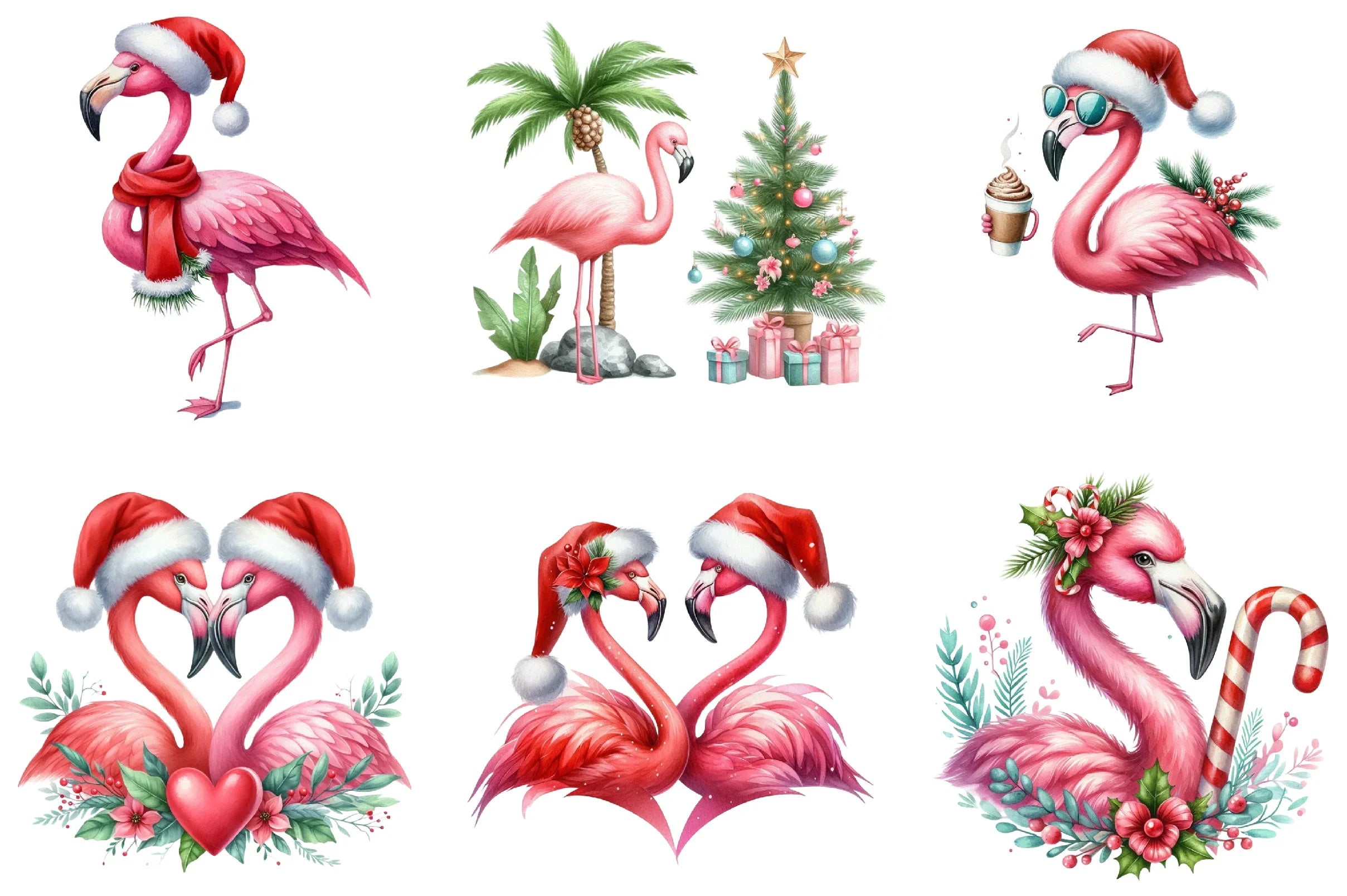 Christmas Flamingo Clipart Bundle - CraftNest - Digital Crafting and Art