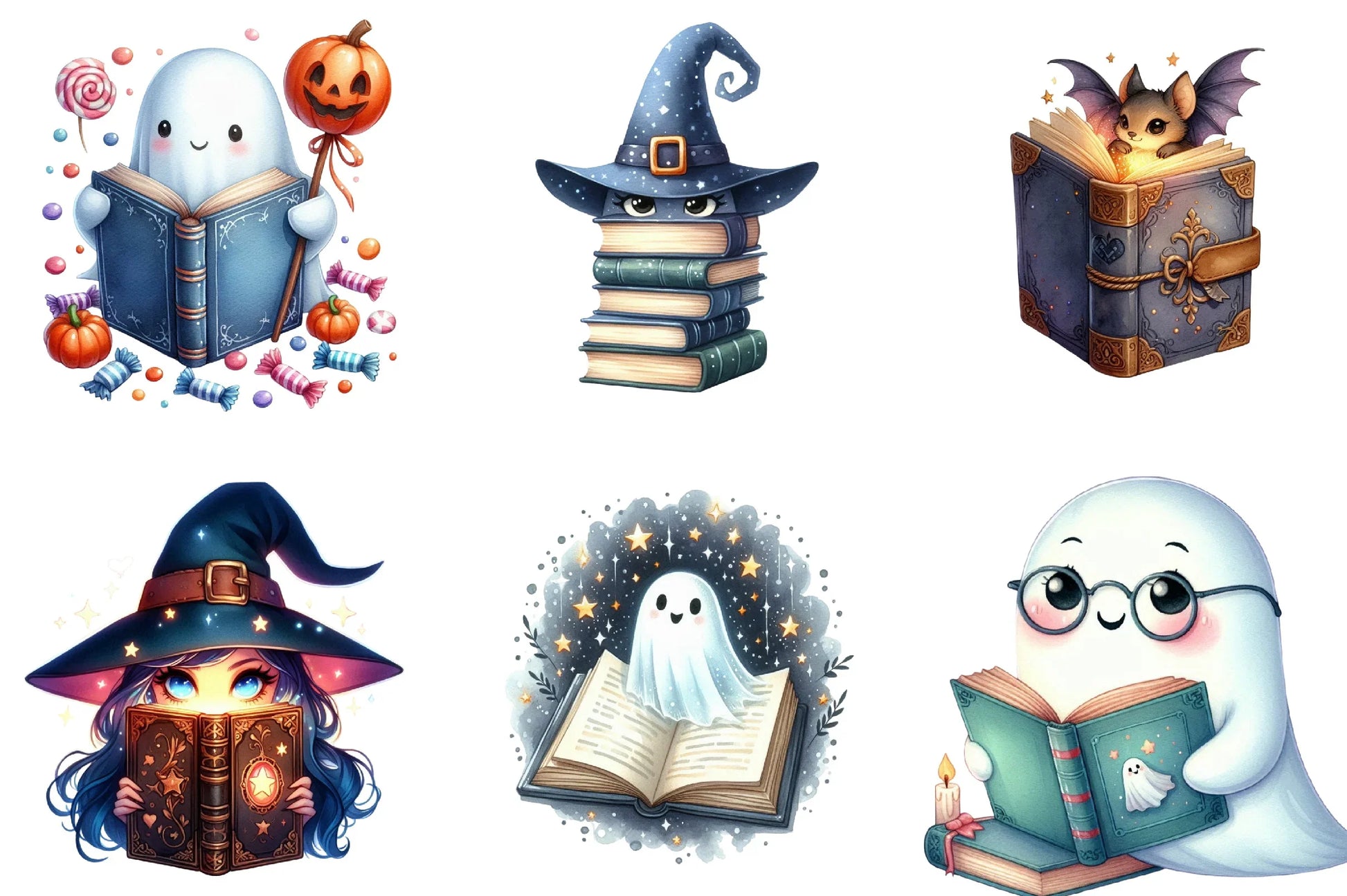 Halloween Peeking and Reading Clipart Bundle - CraftNest - Digital Crafting and Art