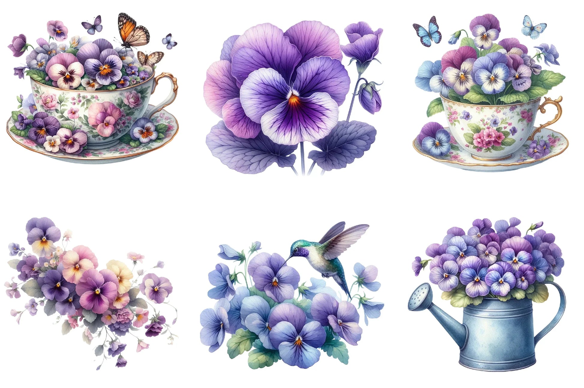 Viola Flower Bloom Clipart Bundle - CraftNest - Digital Crafting and Art
