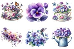 Viola Flower Bloom Clipart Bundle - CraftNest - Digital Crafting and Art