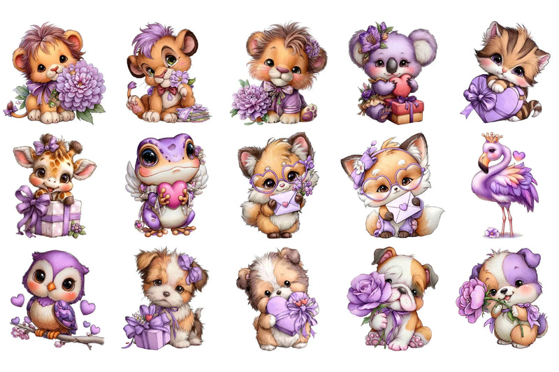 Valentine Animal Clipart Bundle - CraftNest - Digital Crafting and Art