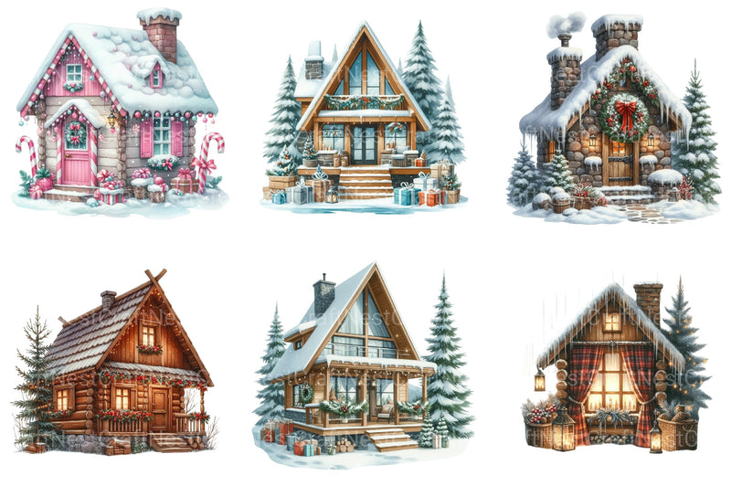Winter Christmas Cabin Clipart Bundle 4 - CraftNest - Digital Crafting and Art