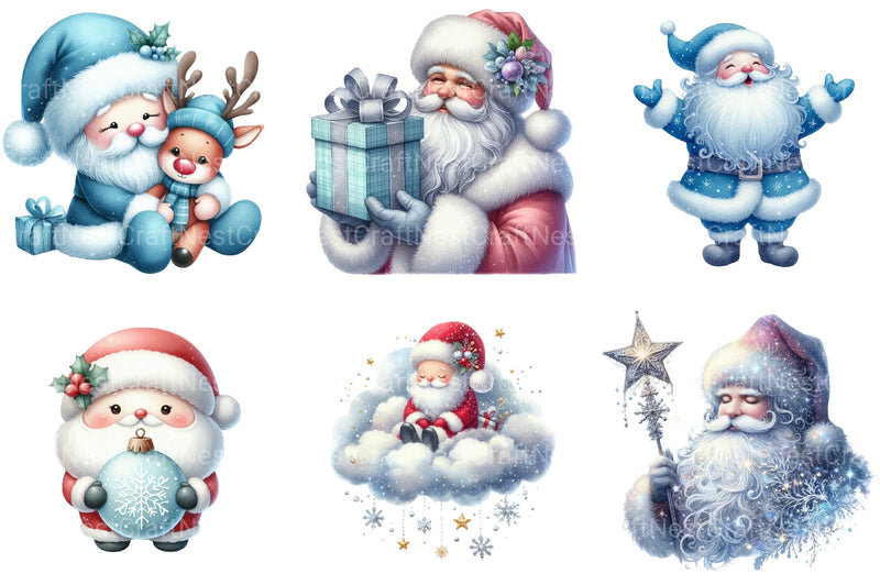 Blue Santa Claus Clipart Bundle - CraftNest - Digital Crafting and Art