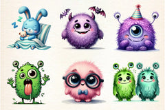 Cute Funny Monsters Clipart Bundle - CraftNest - Digital Crafting and Art