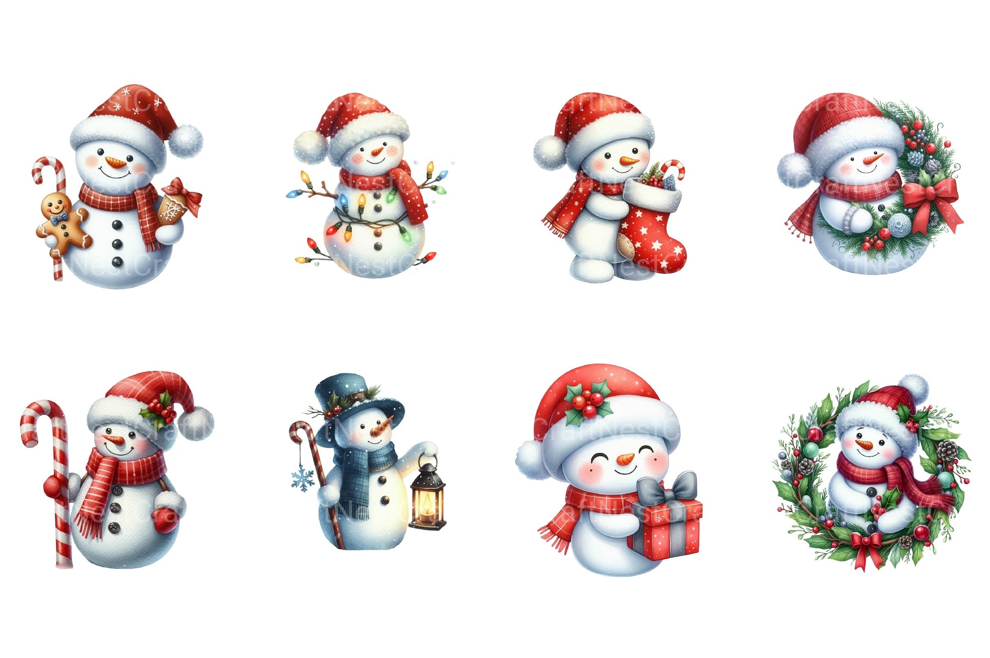Cute Christmas Snowman Clipart Bundle 99 - CraftNest - Digital Crafting and Art
