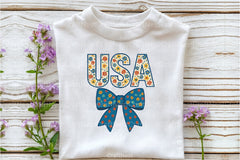 USA 4th of July Coquette Bow Flowers Clipart Bundle - CraftNest - Digital Crafting and Art