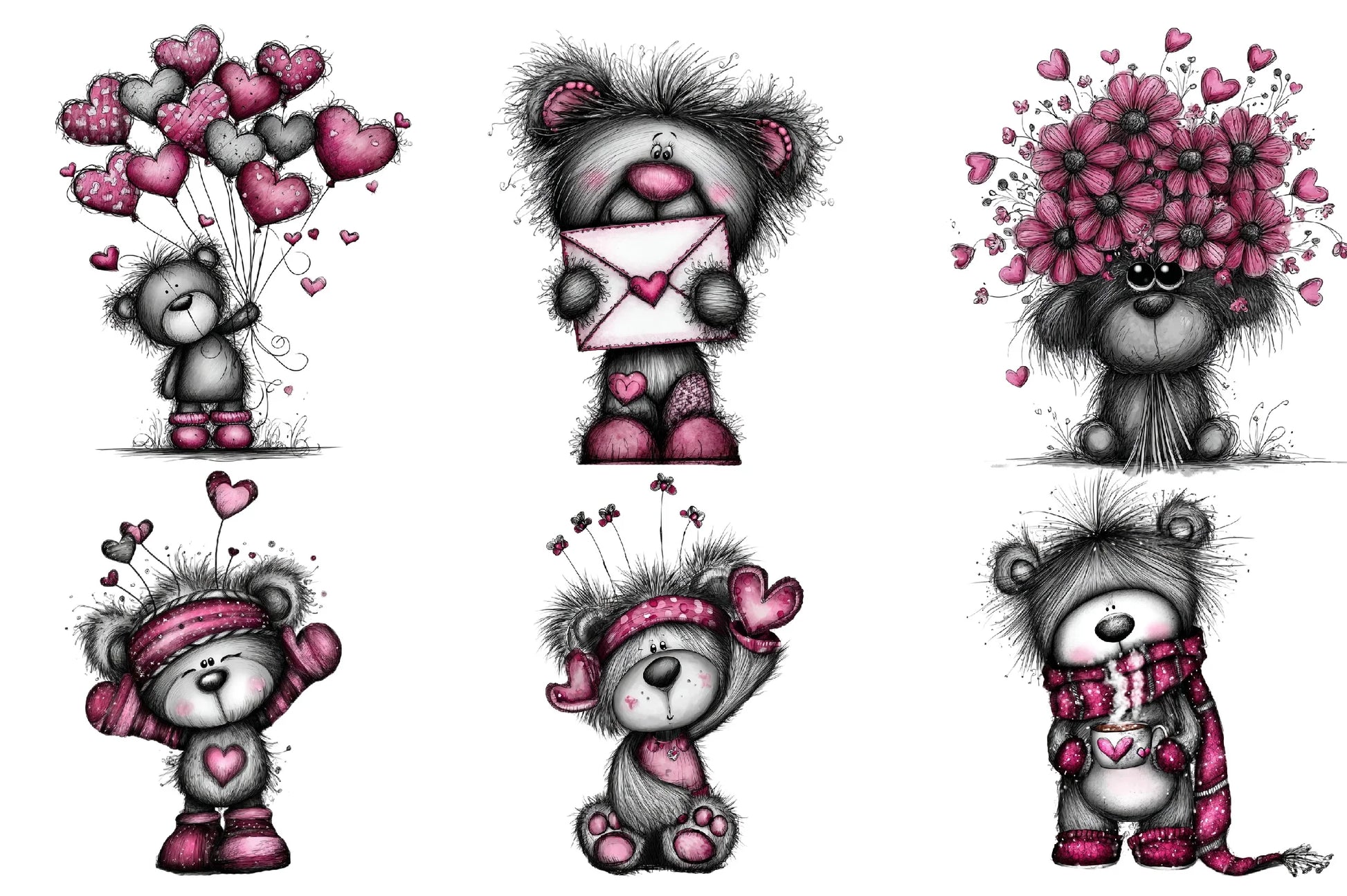 Teddy Bear Valentine Clipart Bundle - CraftNest - Digital Crafting and Art