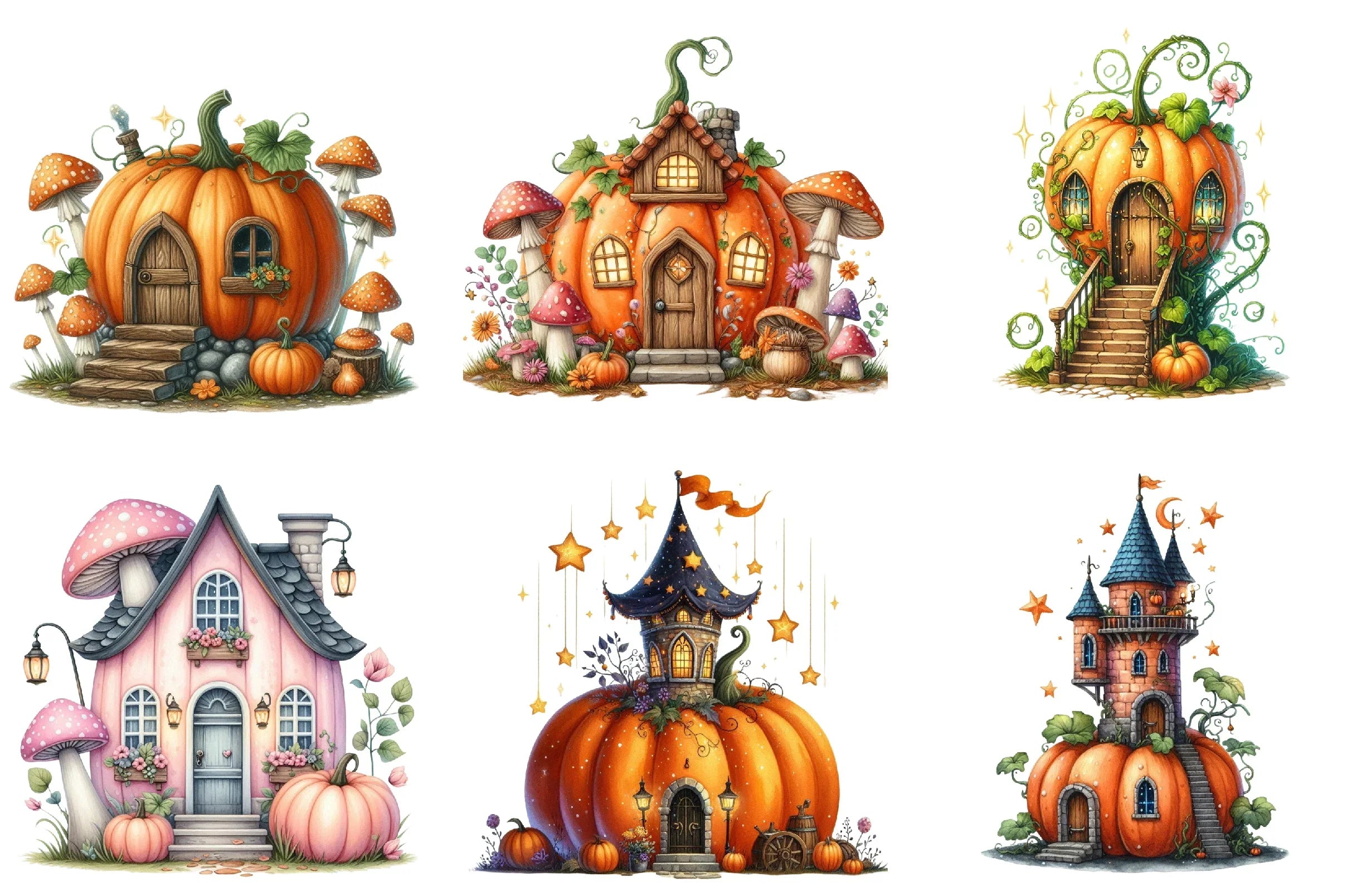 Fairy Pumpkin House Fantasy Clipart Bundle - CraftNest - Digital Crafting and Art