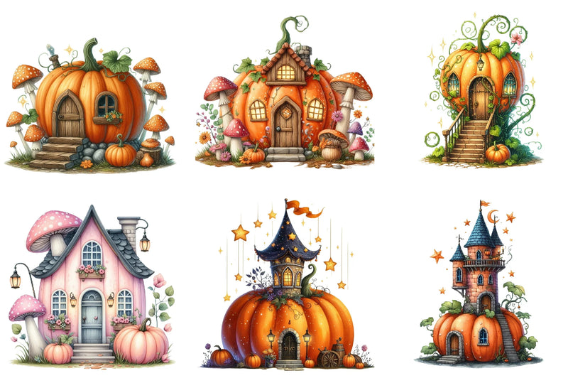 Fairy Pumpkin House Fantasy Clipart Bundle - CraftNest - Digital Crafting and Art