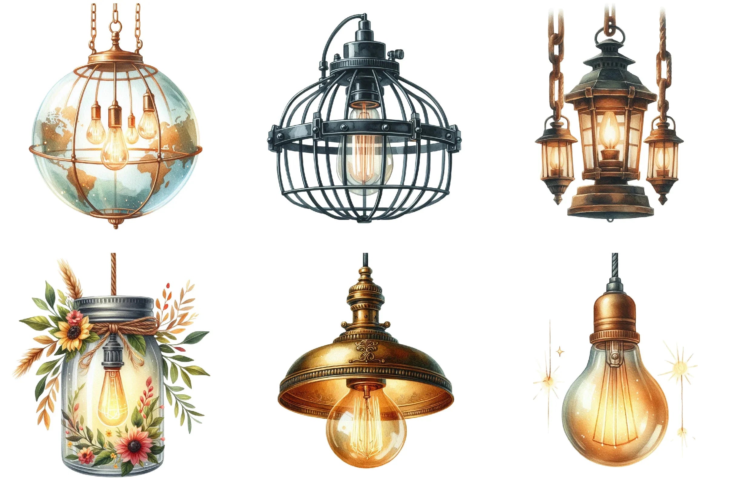 Hanging Light Clipart Bundle - CraftNest - Digital Crafting and Art
