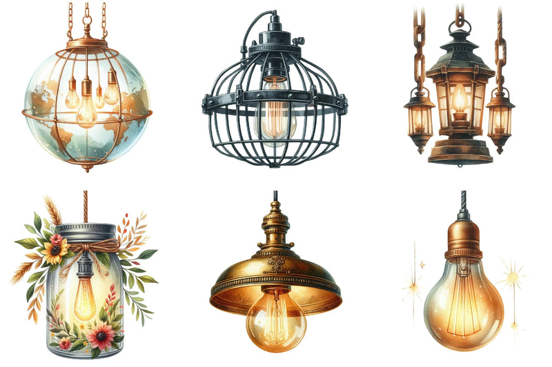 Hanging Light Clipart Bundle - CraftNest - Digital Crafting and Art