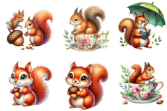 Cute Squirrel Clipart Bundle - CraftNest - Digital Crafting and Art