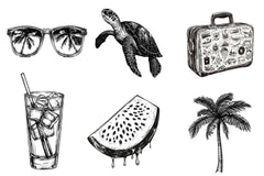 Hand Drawn Summer Black Clipart Bundle - CraftNest - Digital Crafting and Art