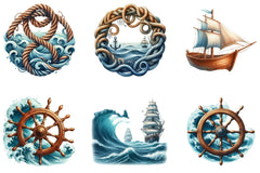 Vintage Ocean Waves Clipart Bundle - CraftNest - Digital Crafting and Art