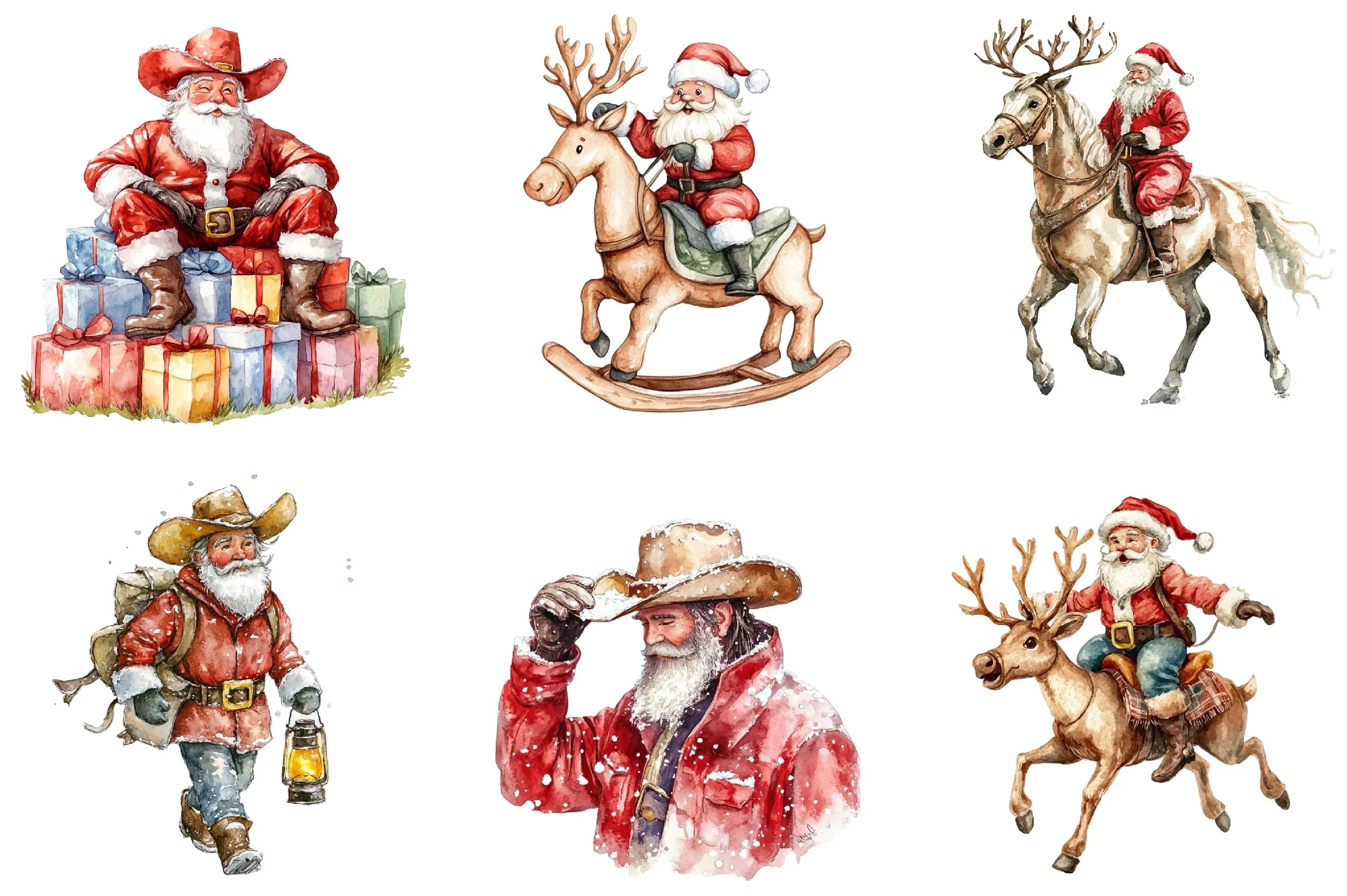 Funny Cowboy Santa Clipart Bundle - CraftNest - Digital Crafting and Art