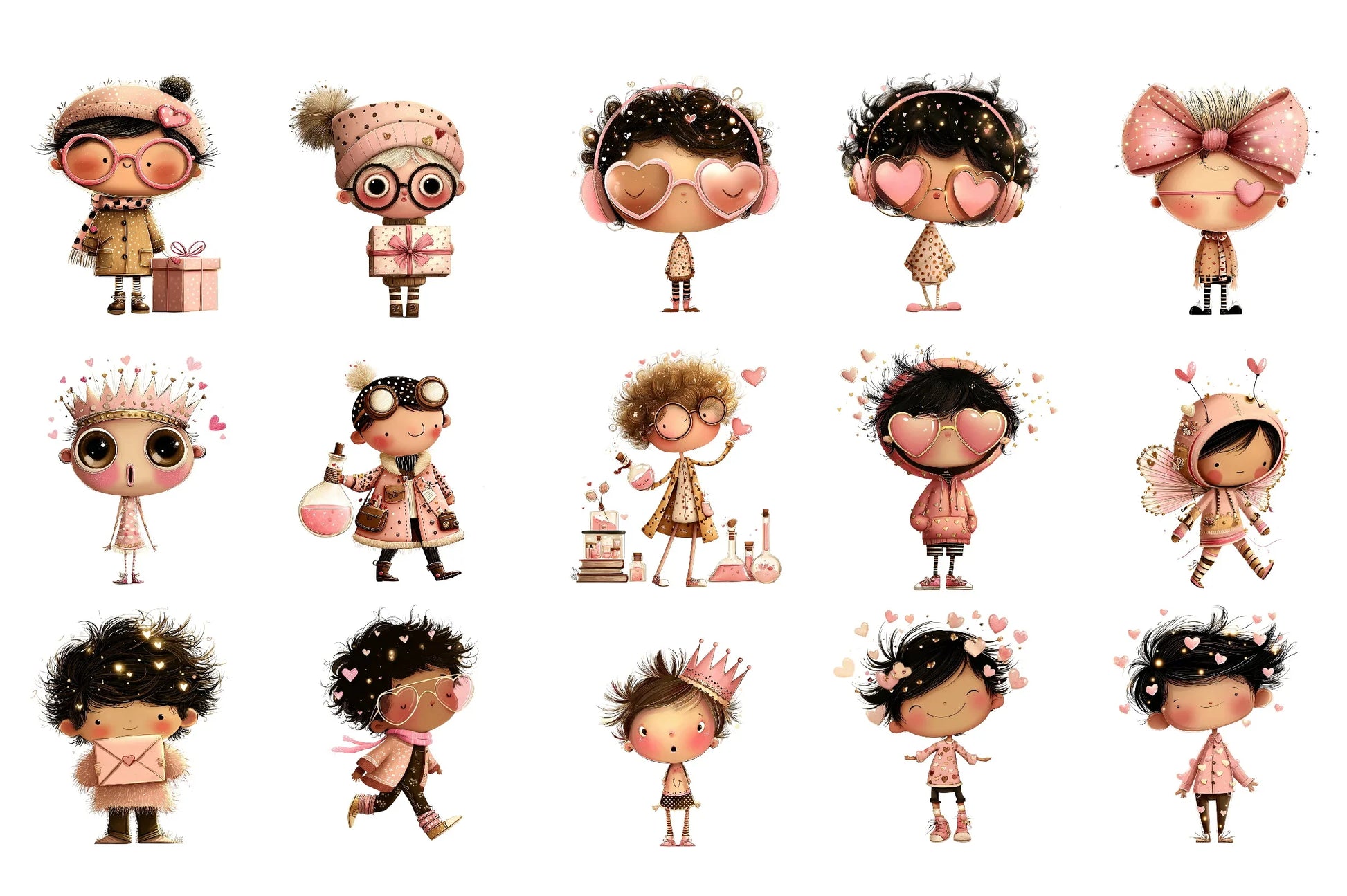 Quirky Valentine Boy Portrait Clipart Bundle - CraftNest - Digital Crafting and Art