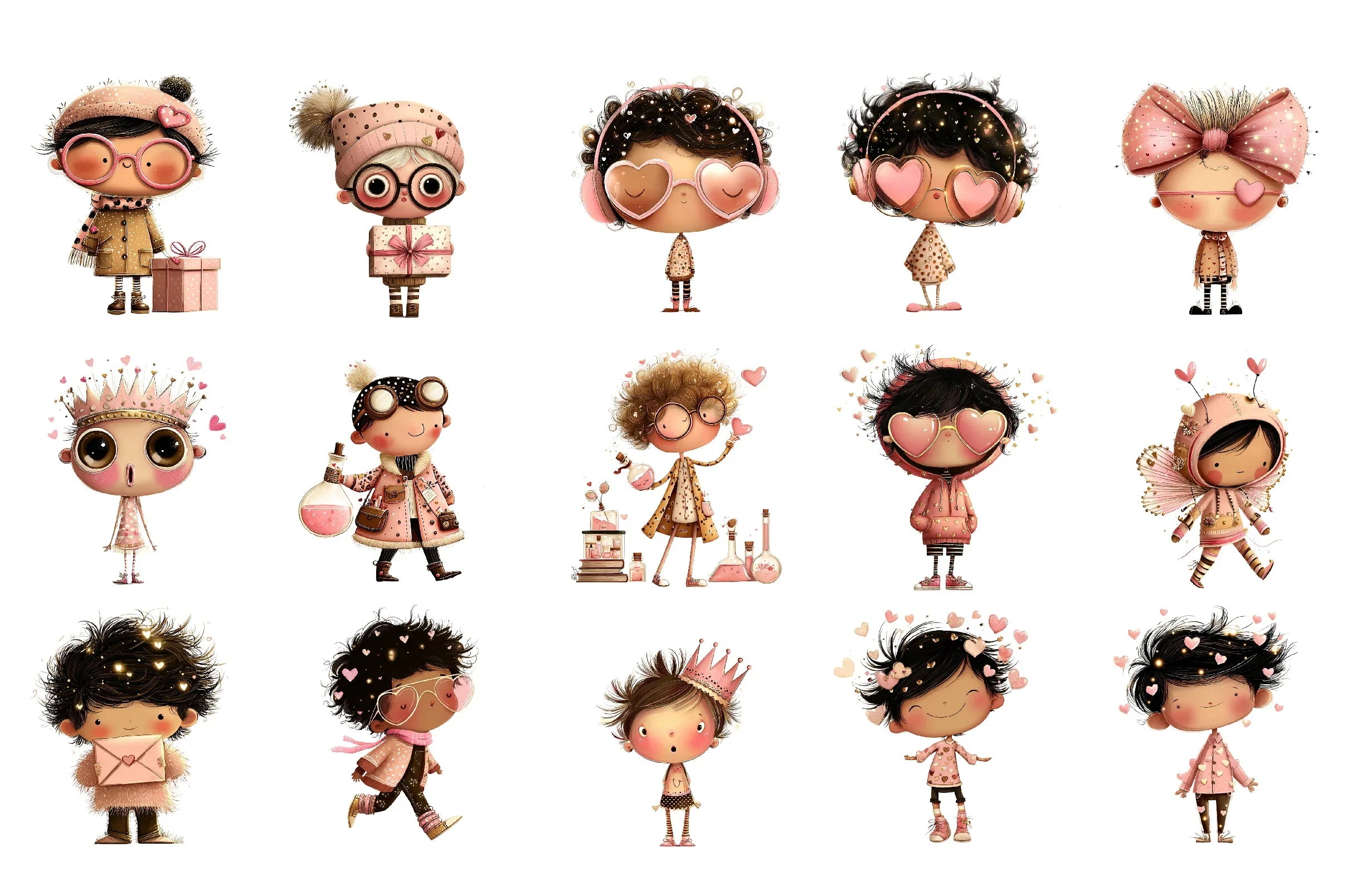 Quirky Valentine Boy Portrait Clipart Bundle - CraftNest - Digital Crafting and Art