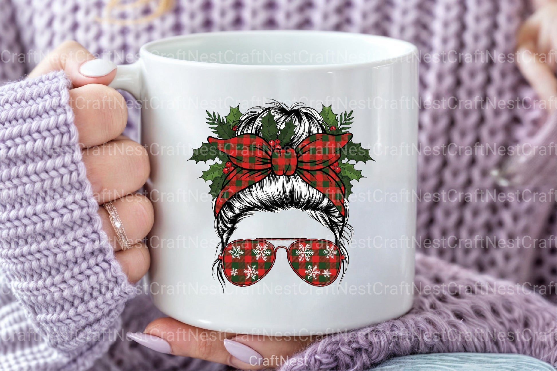 Christmas Messy Bun Design Clipart Bundle - CraftNest - Digital Crafting and Art