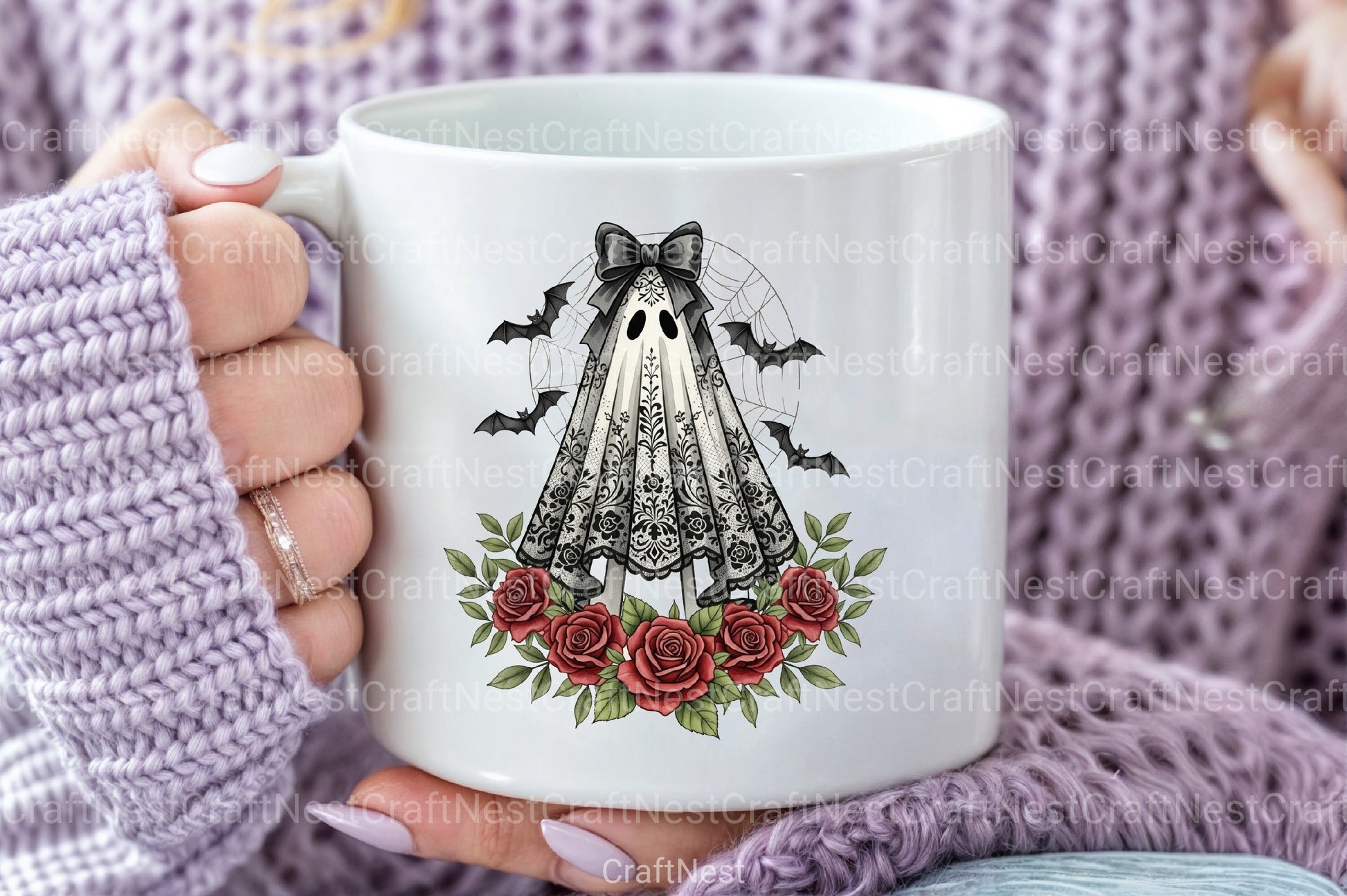 Cute Floral Halloween Lace Ghost Clipart Bundle 1 - CraftNest - Digital Crafting and Art