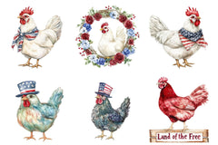 Patriotic USA Chicken Retro America Clipart Bundle - CraftNest - Digital Crafting and Art