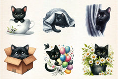 Black Cat Peeking Clipart Bundle - CraftNest - Digital Crafting and Art