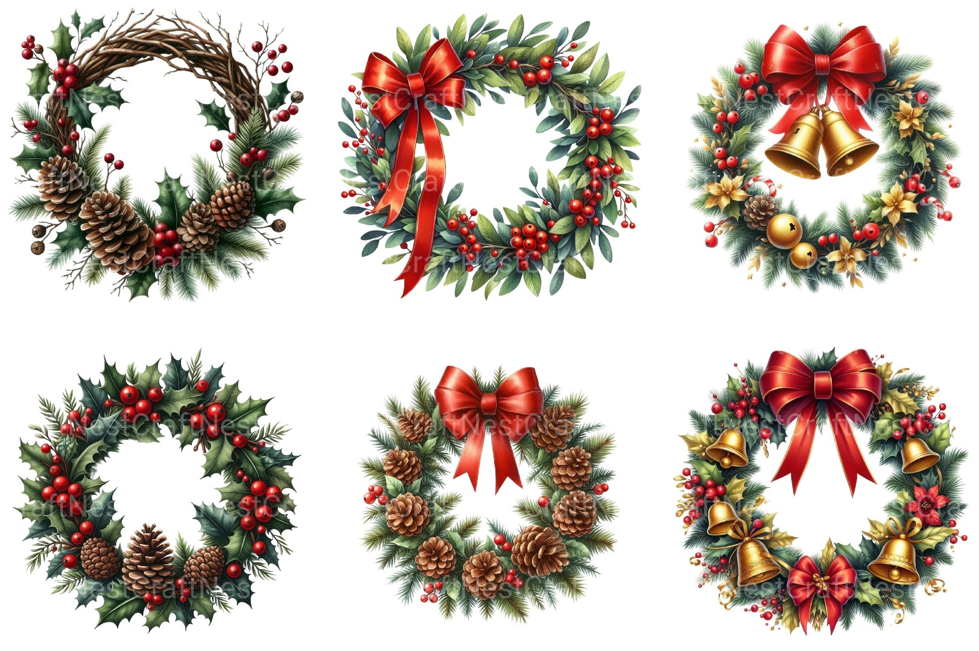 Christmas Wreath Clipart Bundle 99 - CraftNest - Digital Crafting and Art