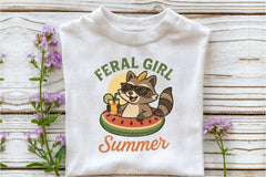 Summer Funny Raccoon Feral Girl Clipart Bundle - CraftNest - Digital Crafting and Art