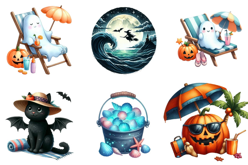 Halloween Beach Clipart Bundle - CraftNest - Digital Crafting and Art