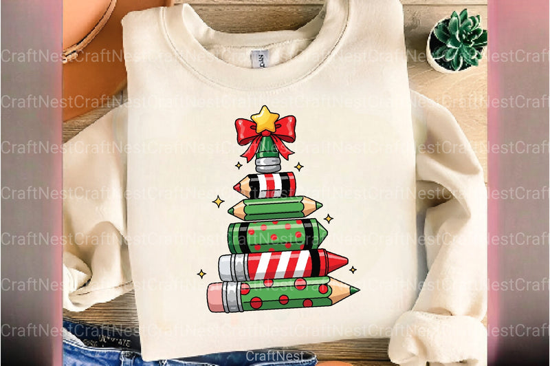 Christmas Pencil Tree Teacher Clipart Bundle - CraftNest - Digital Crafting and Art