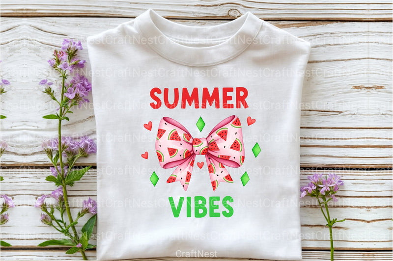 Summer Vibes Watermelon Bow Clipart Bundle - CraftNest - Digital Crafting and Art