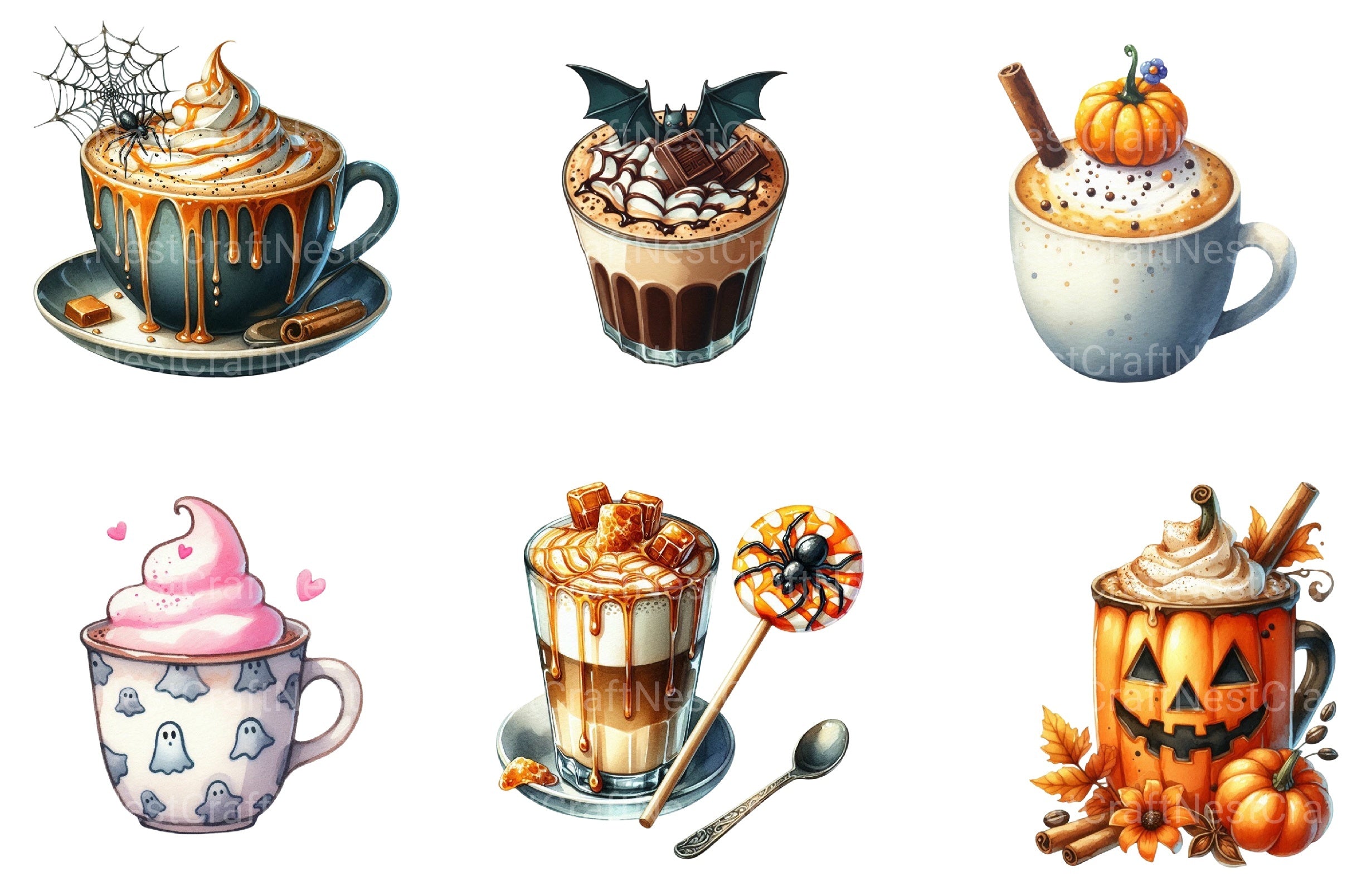Halloween Coffee Latte Clipart Bundle - CraftNest - Digital Crafting and Art