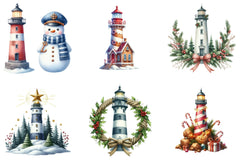 Christmas Lighthouse Clipart Bundle - CraftNest - Digital Crafting and Art