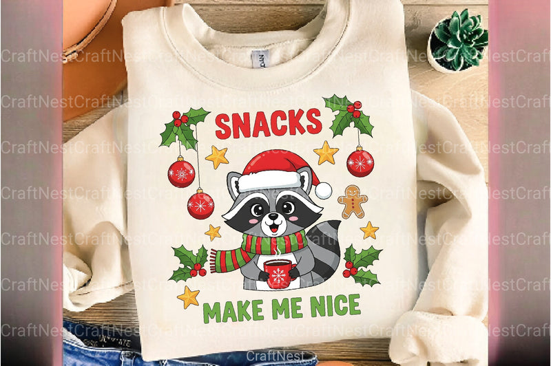 Christmas Raccoon Snacks Quote Clipart Bundle - CraftNest - Digital Crafting and Art
