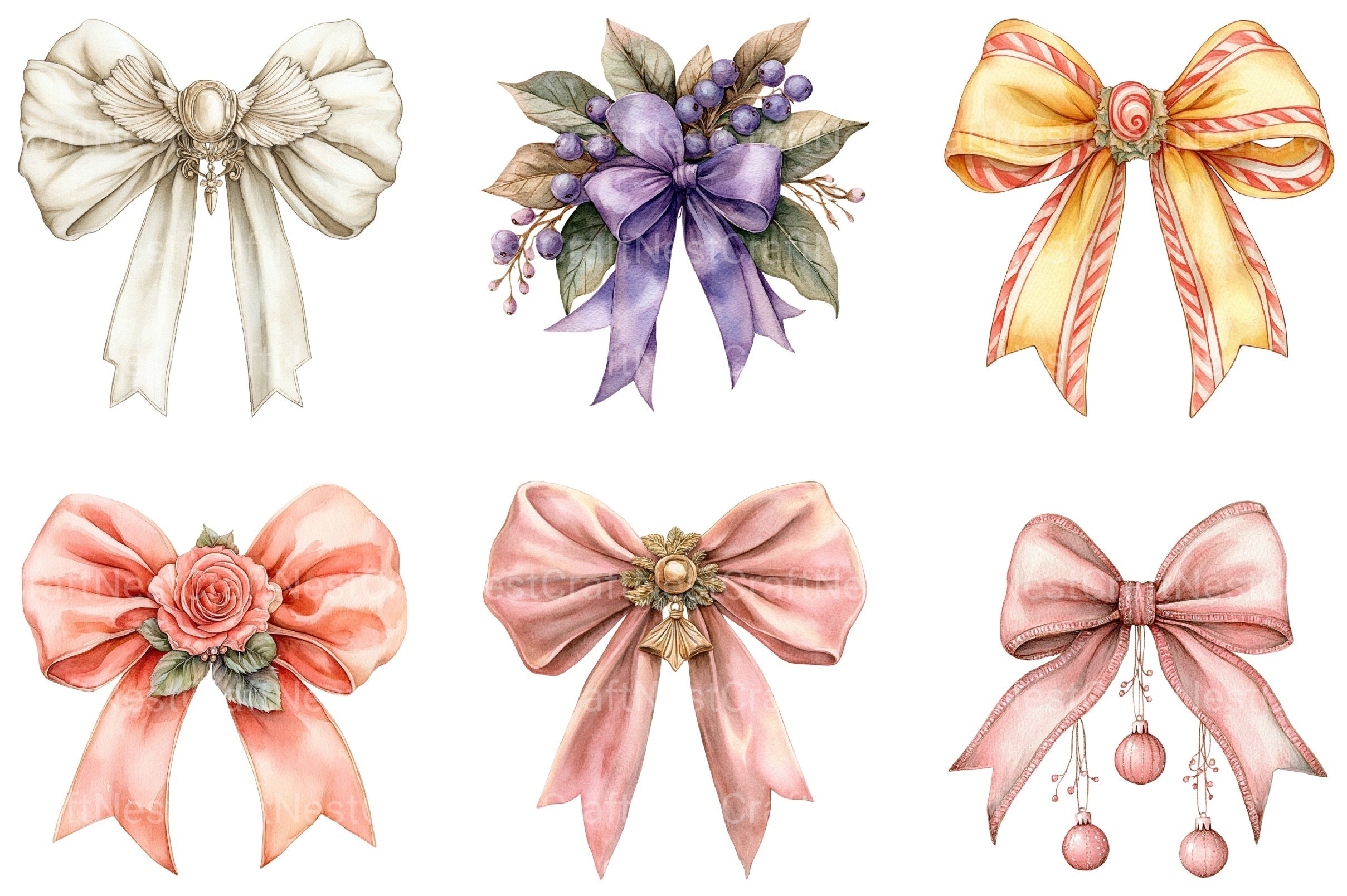 Coquette Christmas Bow Clipart Bundle - CraftNest - Digital Crafting and Art