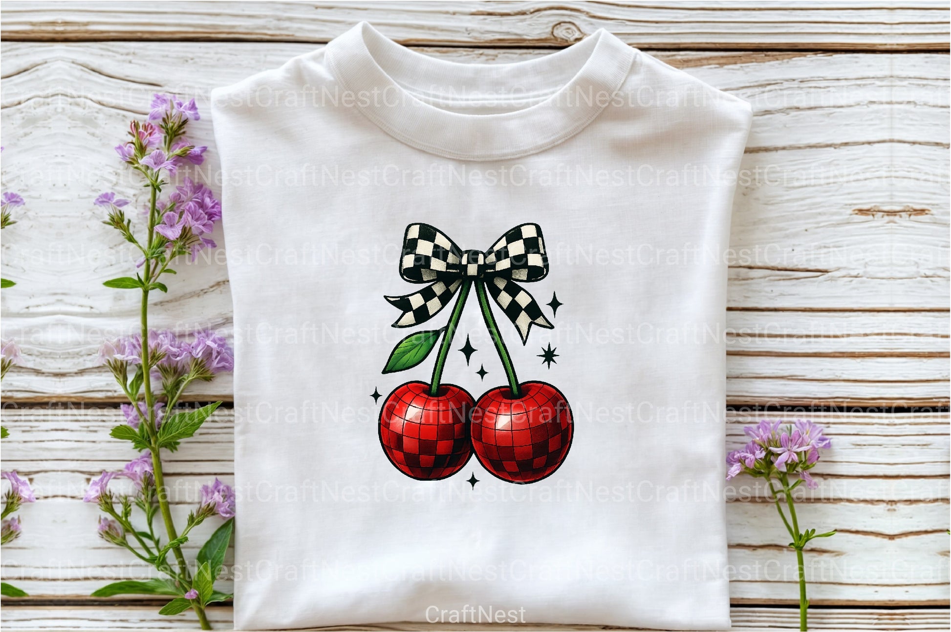 Trendy Checkered Bow & Cherry Clipart Bundle - CraftNest - Digital Crafting and Art