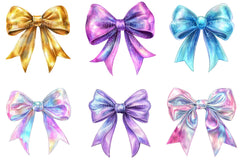 Iridescent Christmas Bow Clipart Bundle - CraftNest - Digital Crafting and Art