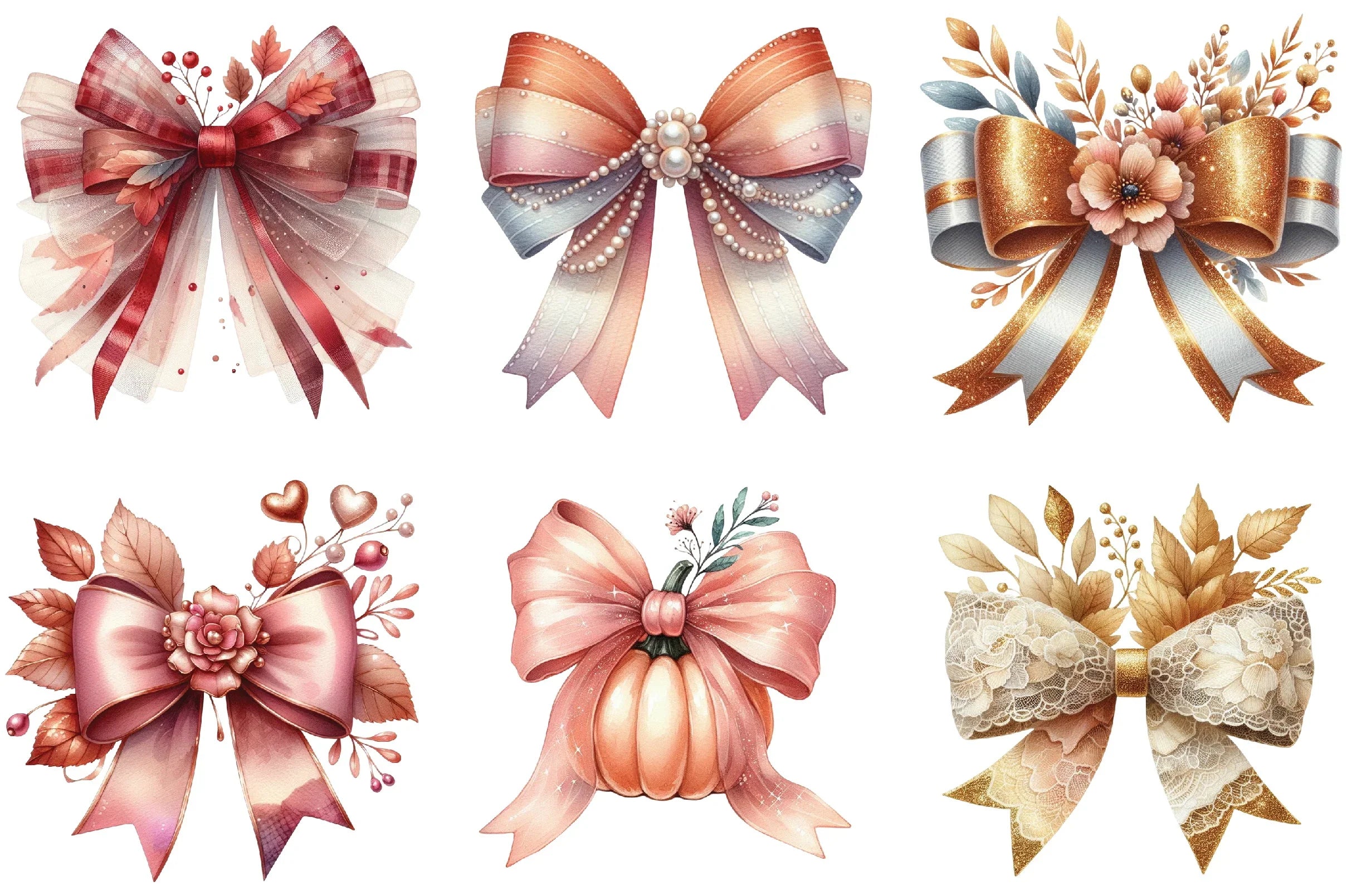 Autumn Coquette Bows Clipart Bundle - CraftNest - Digital Crafting and Art