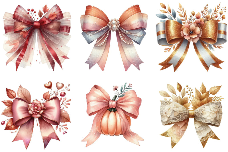 Autumn Coquette Bows Clipart Bundle - CraftNest - Digital Crafting and Art
