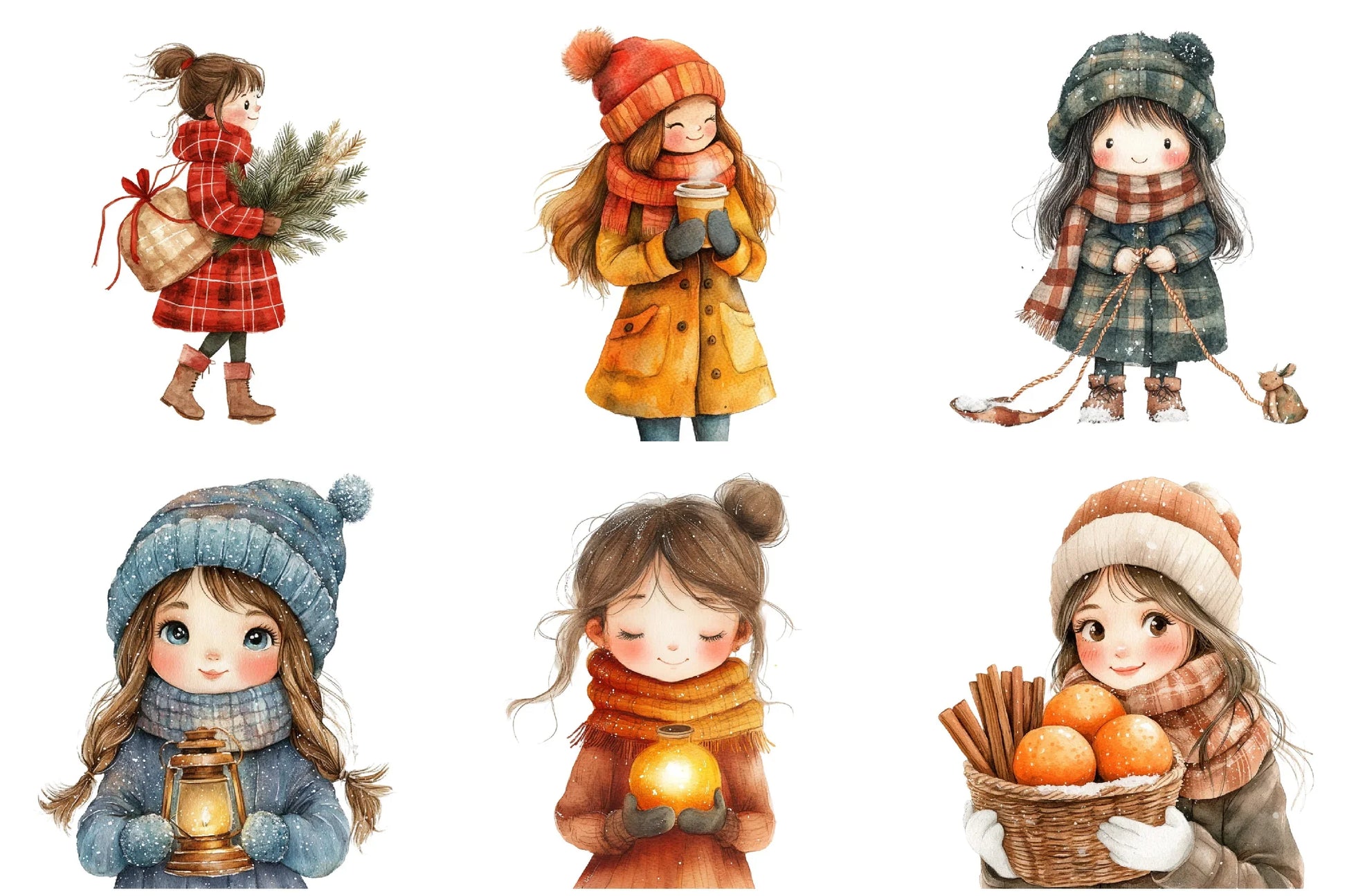 Winter Cottage Girl Clipart Bundle - CraftNest - Digital Crafting and Art