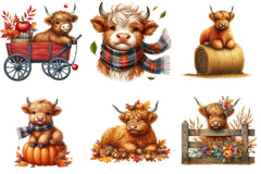 Funny Highland Cow Clipart Bundle - CraftNest - Digital Crafting and Art