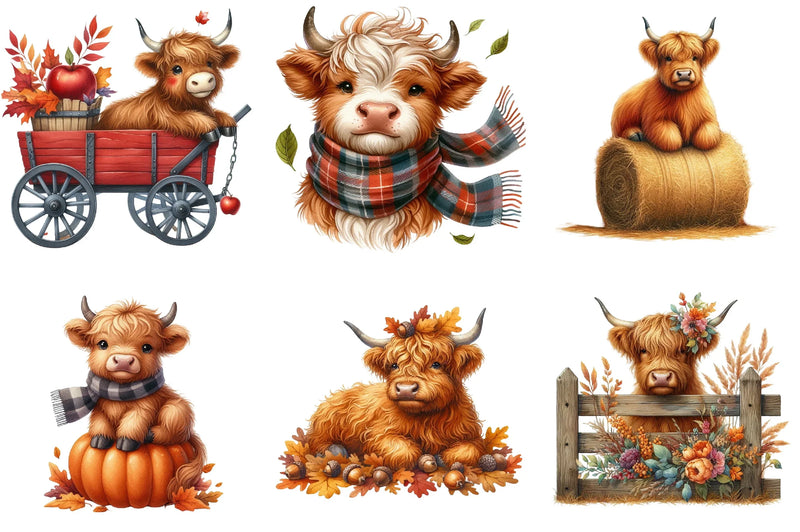 Funny Highland Cow Clipart Bundle - CraftNest - Digital Crafting and Art