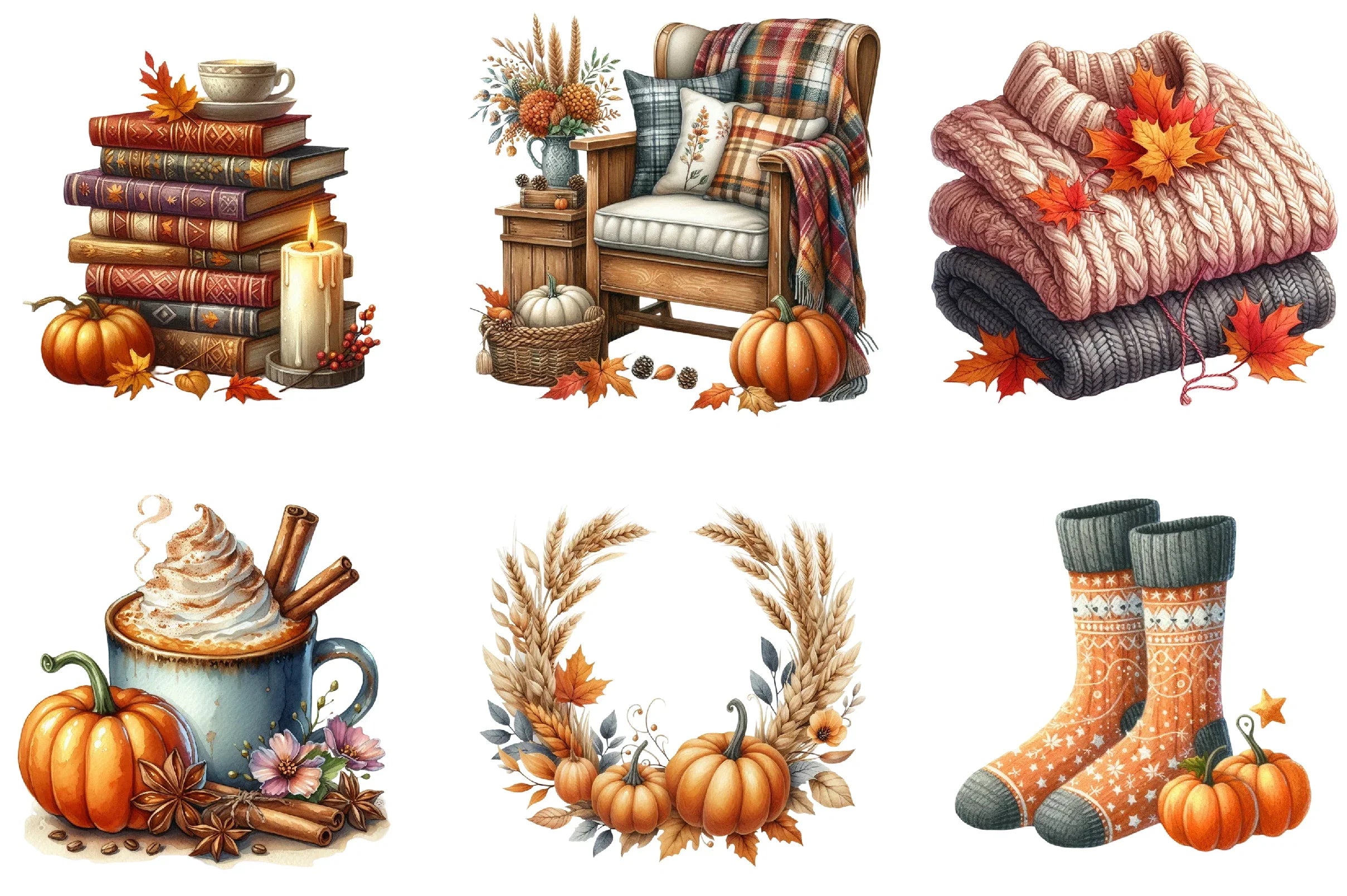 Cozy Autumn Clipart Bundle - CraftNest - Digital Crafting and Art