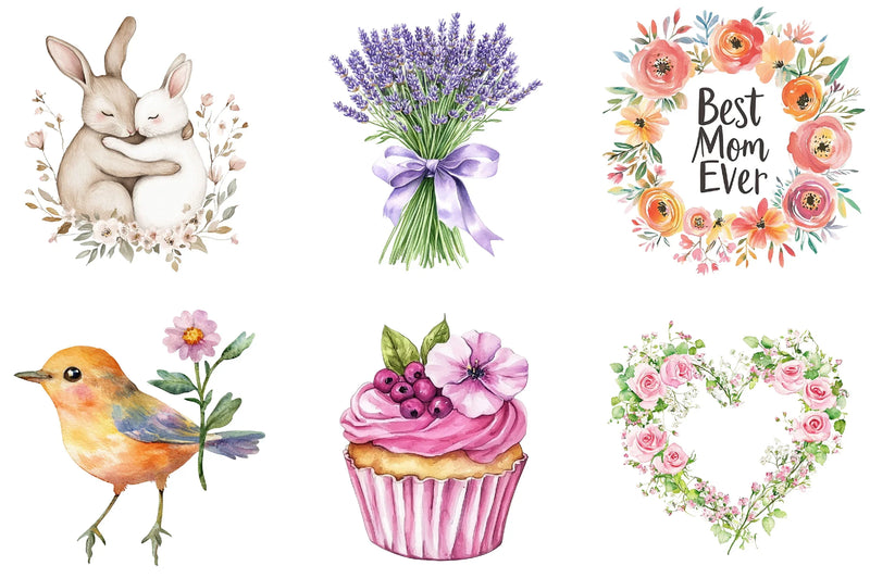 Hand Painted Mother's Day Clipart Bundle - CraftNest - Digital Crafting and Art