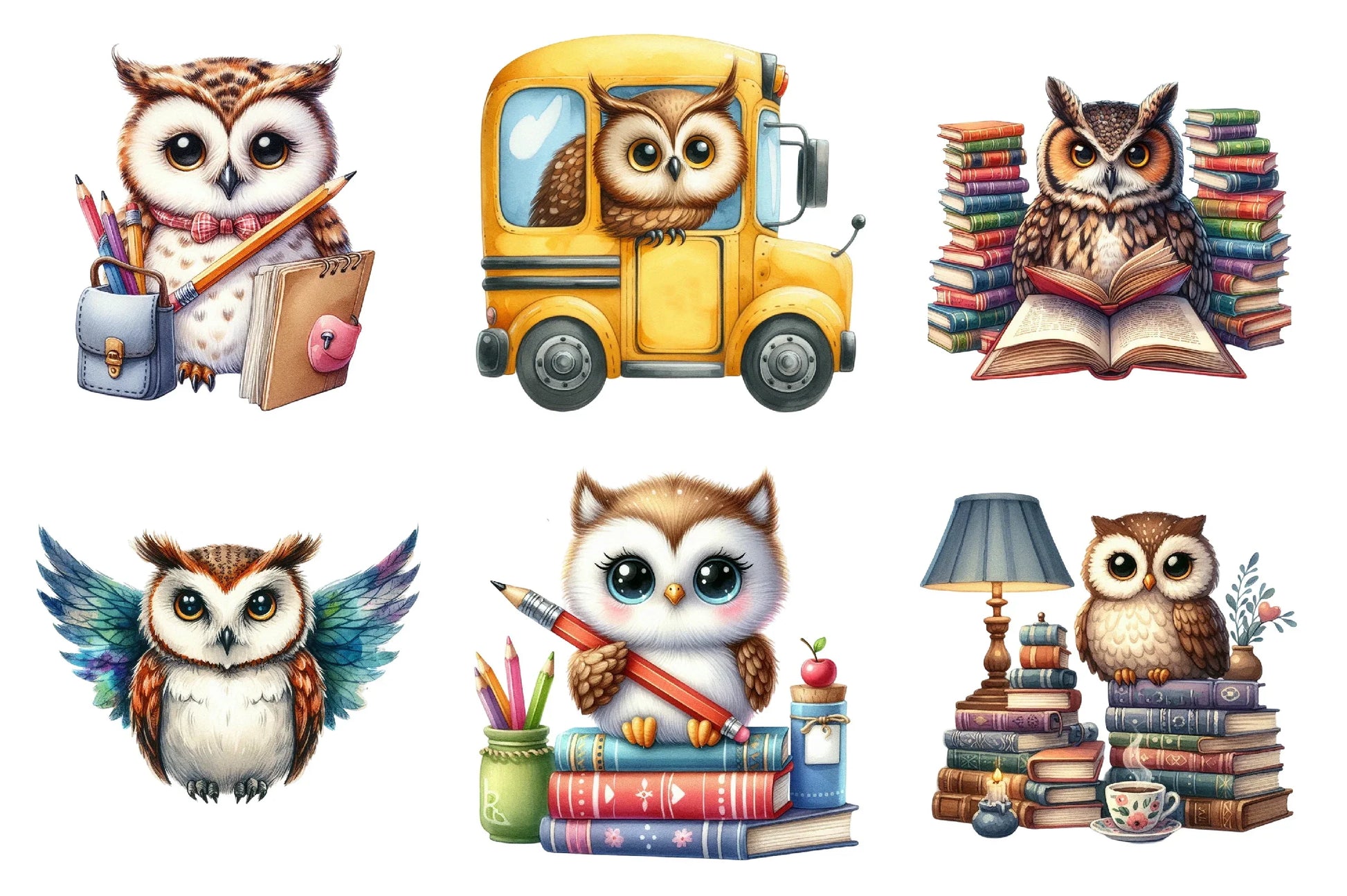 Back to School Owl Clipart Bundle - CraftNest - Digital Crafting and Art
