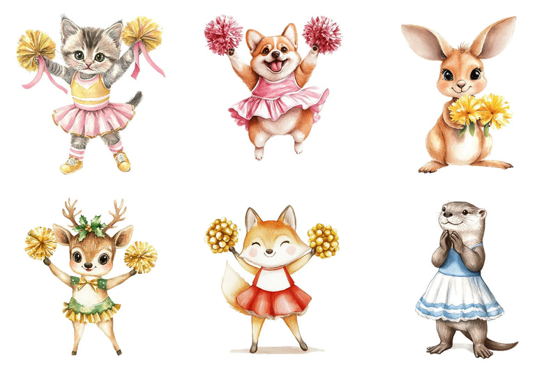 Cheerleader Animal Clipart Bundle - CraftNest - Digital Crafting and Art