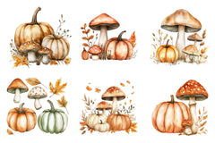 Mushrooms & Pumpkins Autumn Clipart Bundle - CraftNest - Digital Crafting and Art