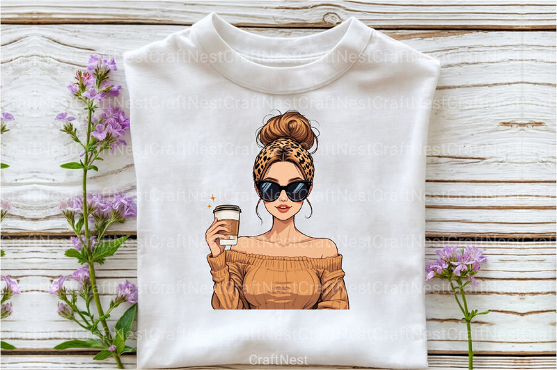 Leopard Mama Coffee Mom Bun Clipart Bundle for Mother's Day 2 - CraftNest - Digital Crafting and Art