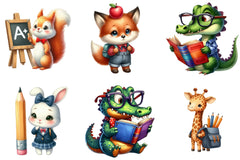 Kawaii School Animal Clipart Bundle - CraftNest - Digital Crafting and Art