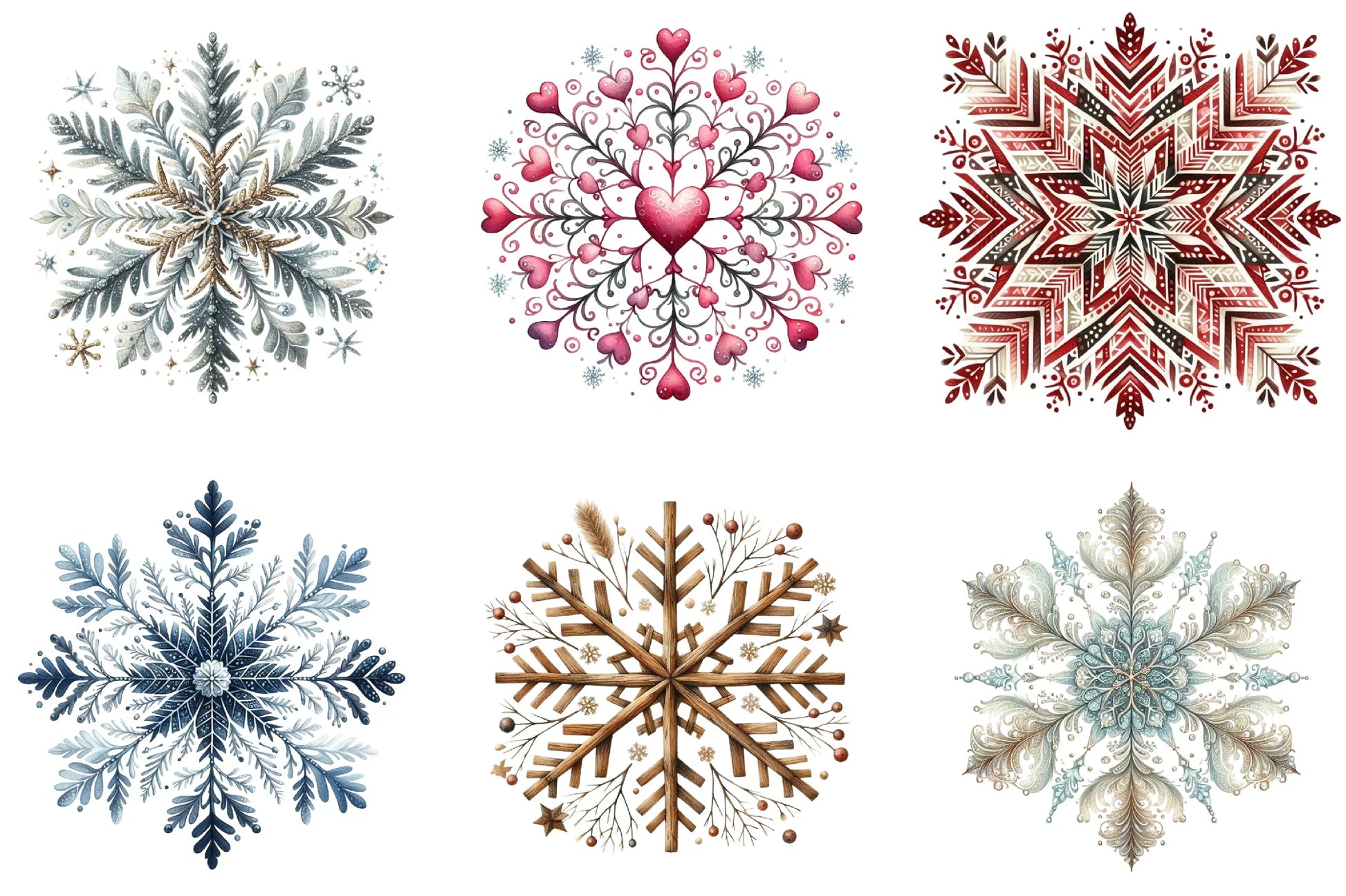 Christmas Snowflake Clipart Bundle - CraftNest - Digital Crafting and Art